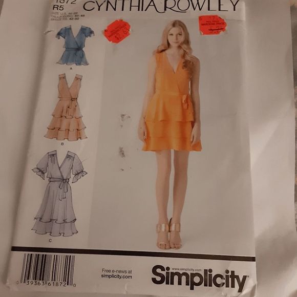 Vintage Simplicity sewing pattern #1872 uncut Cynthia Rowley dress size 14-22 - Picture 1 of 1